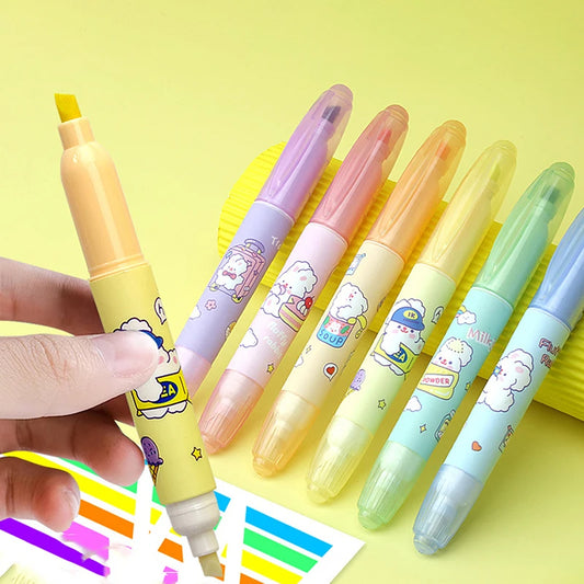 Double-headed Eraser Highlighter Set of 6 pcs