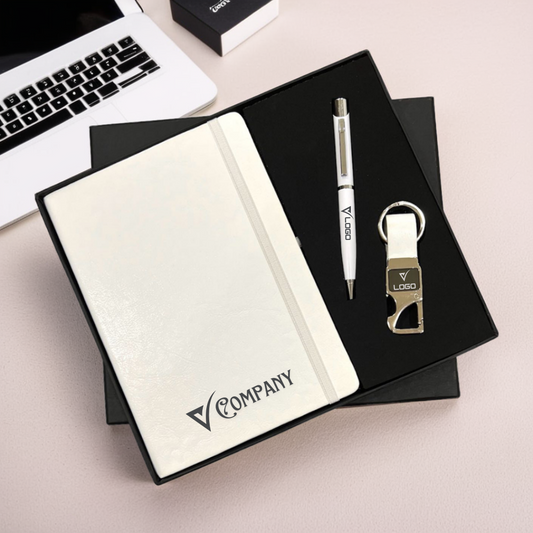 Personalized Executive Trio: Notebook, Pen, and Keychain Set