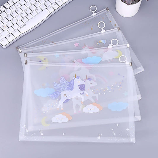 Unicorn A4 Zipper File Folder