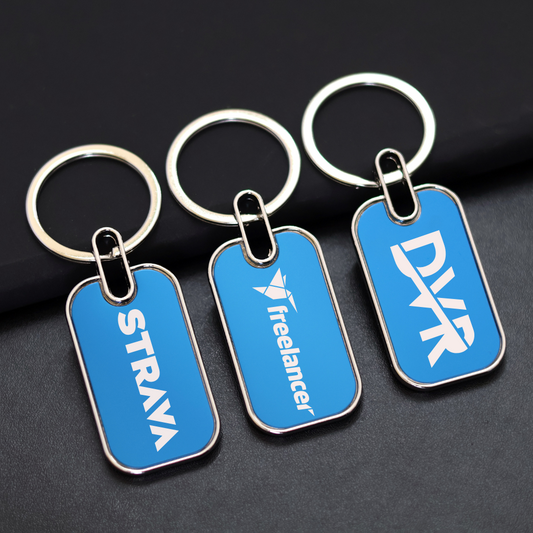 Personalized Metal Keychains Round - Blue