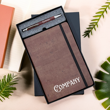 Wooden Finish Diary + Metal Pen Duo - Corporate Gift