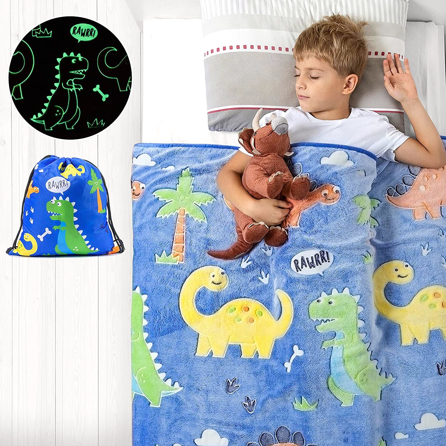 Dino Magic Glow in the Dark Blanket Giftoo