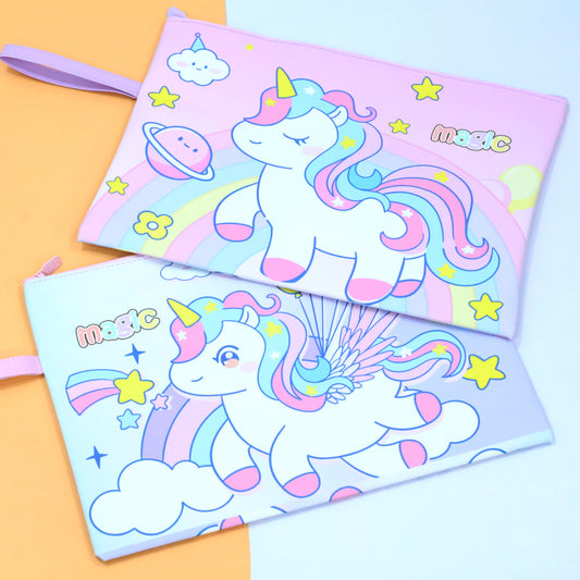 A4 Unicorn Zipper File Folder Bag