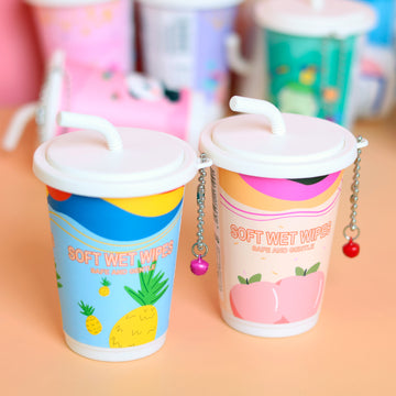 Cute Cartoon Smoothie Cup Shaped Wet Wipes