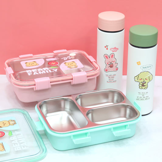 Animal Theme Bento Lunch Box & Water Bottle Combo