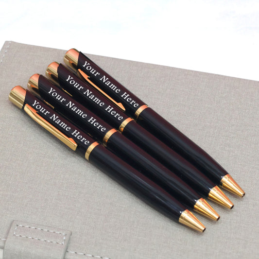 Personalized Glossy-Black with Gold Tone Pen