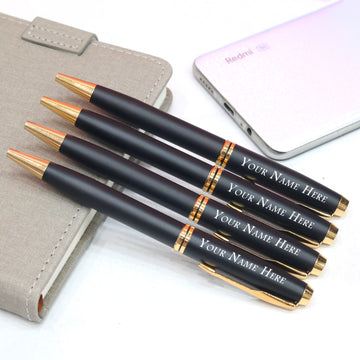 Personalized Black & Gold Matte Finish Ball Pen