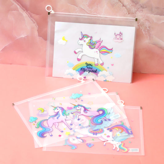 Rainbow Unicorn A4 Zipper File Folder