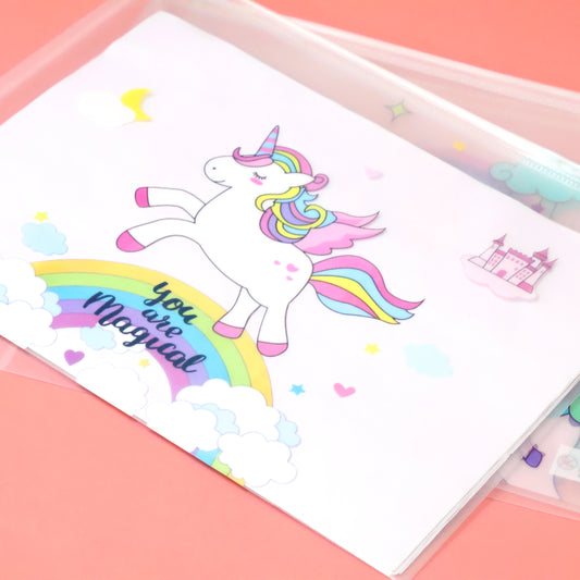 Rainbow Unicorn A4 Zipper File Folder