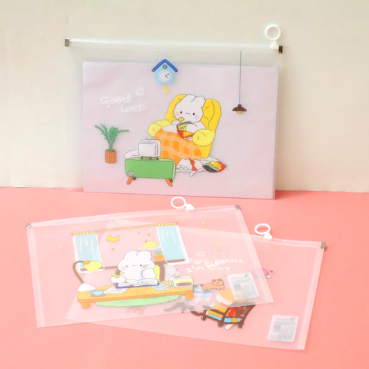 Kawaii Bunny A4 Zipper File Folder