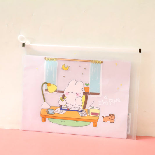 Kawaii Bunny A4 Zipper File Folder