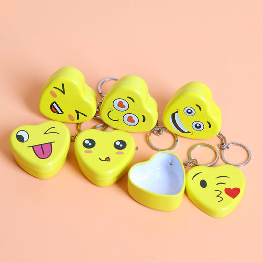 Mini Heart Smiley Tin Box keychain