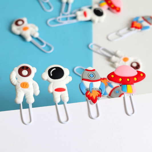 Space-Themed Bookmarks Paperclip Set of 4pcs