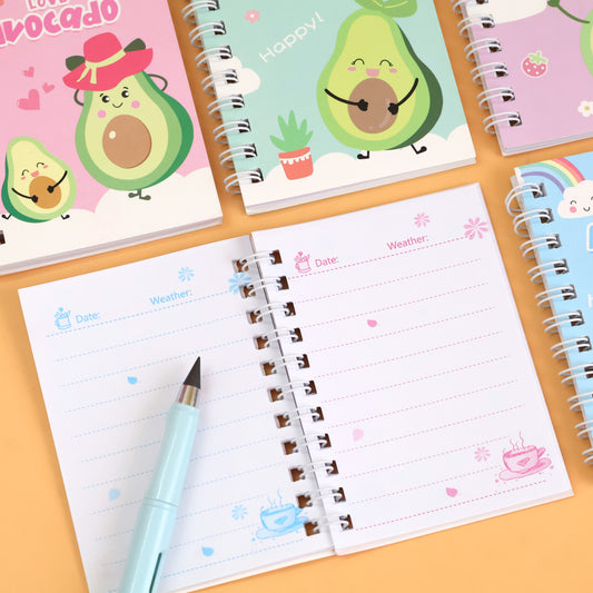 Cute Avocado Spiral Diary