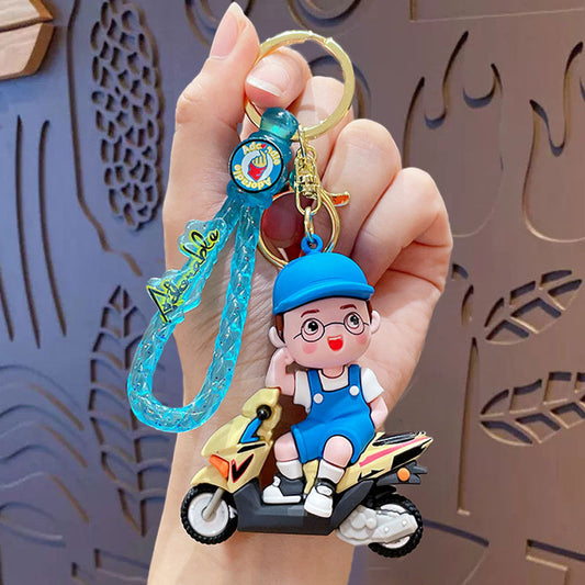 Cartoon Guy with Scooter Keychain