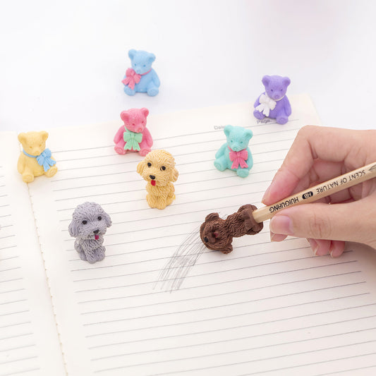 Creative Teddy Dog & Bear Eraser Set of 5