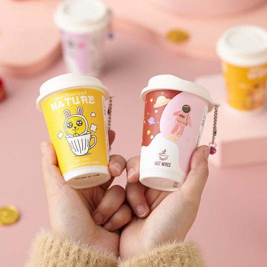 Cute Cartoon Coffee Cup Shaped Wet Wipes