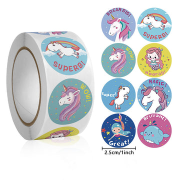 Rainbow Unicorn Sticker Roll - 500 Stickers