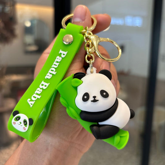 🐼🌿 Adorable Baby Panda Bamboo Keychain