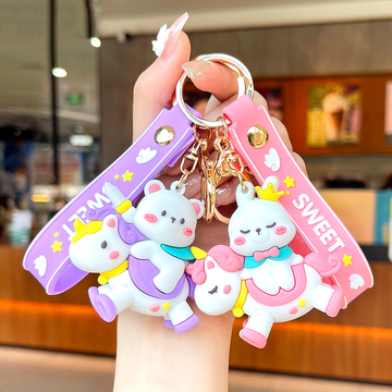 3D Cartoon Unicorn Bear Theme Keychain