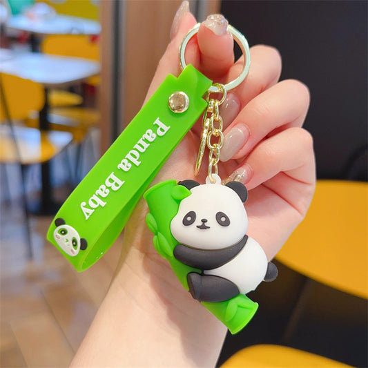 🐼🌿 Adorable Baby Panda Bamboo Keychain