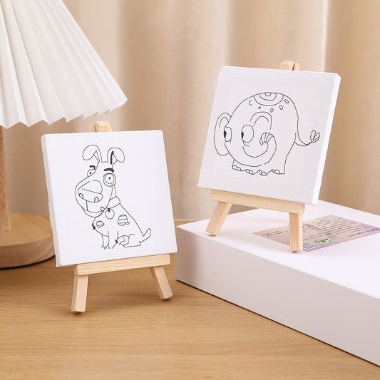 Mini Wooden Printed Canvas And Easel