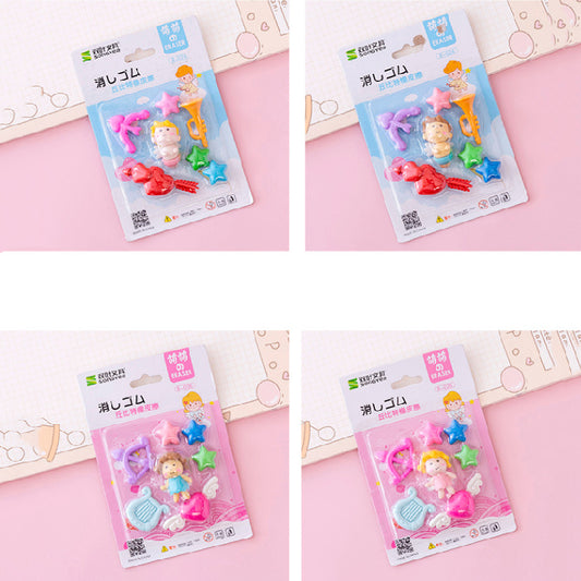 Angel Theme 7 in 1 Eraser Set