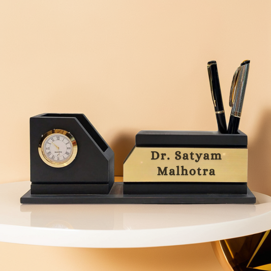 Personalized: Custom Name Plate Wooden Desk Set