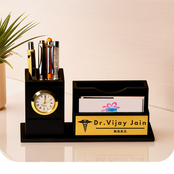 Personalized: Multi-Function Wooden Desk Organizer