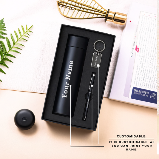 Executive Gift Set with Temperature Bottle, Keychain and Pen