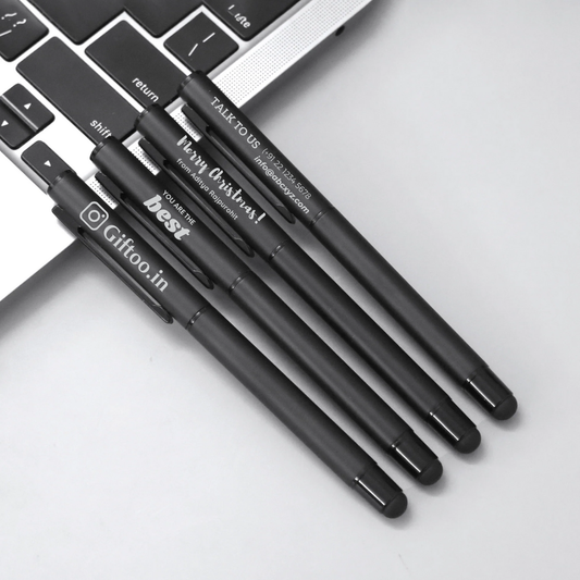 Personalized Sleek Matte Black 2-in-1 Pen and Stylus