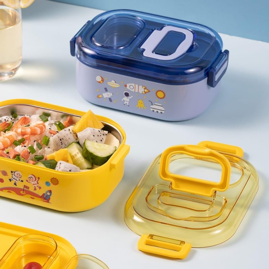 Astronaut Theme Stainless Steel Lunch Box with Free  Complimentary Gift