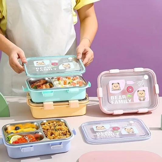 Bear Family Bento Box (Lunch Box) Stainless Steel-750 ml