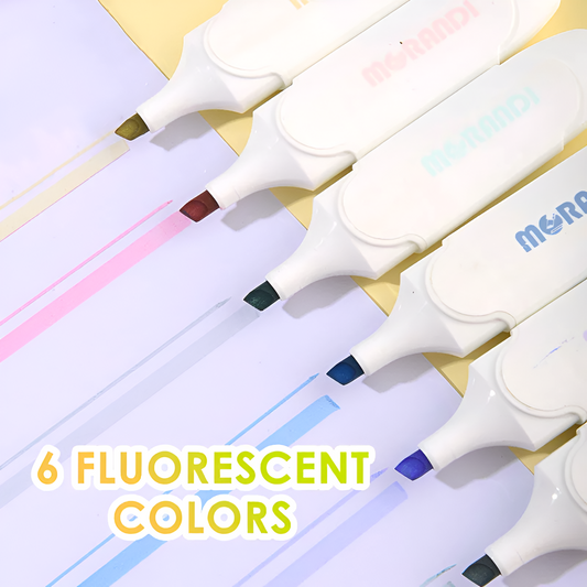 Soft Tip Fluorescent Highlighters - 6 Colors