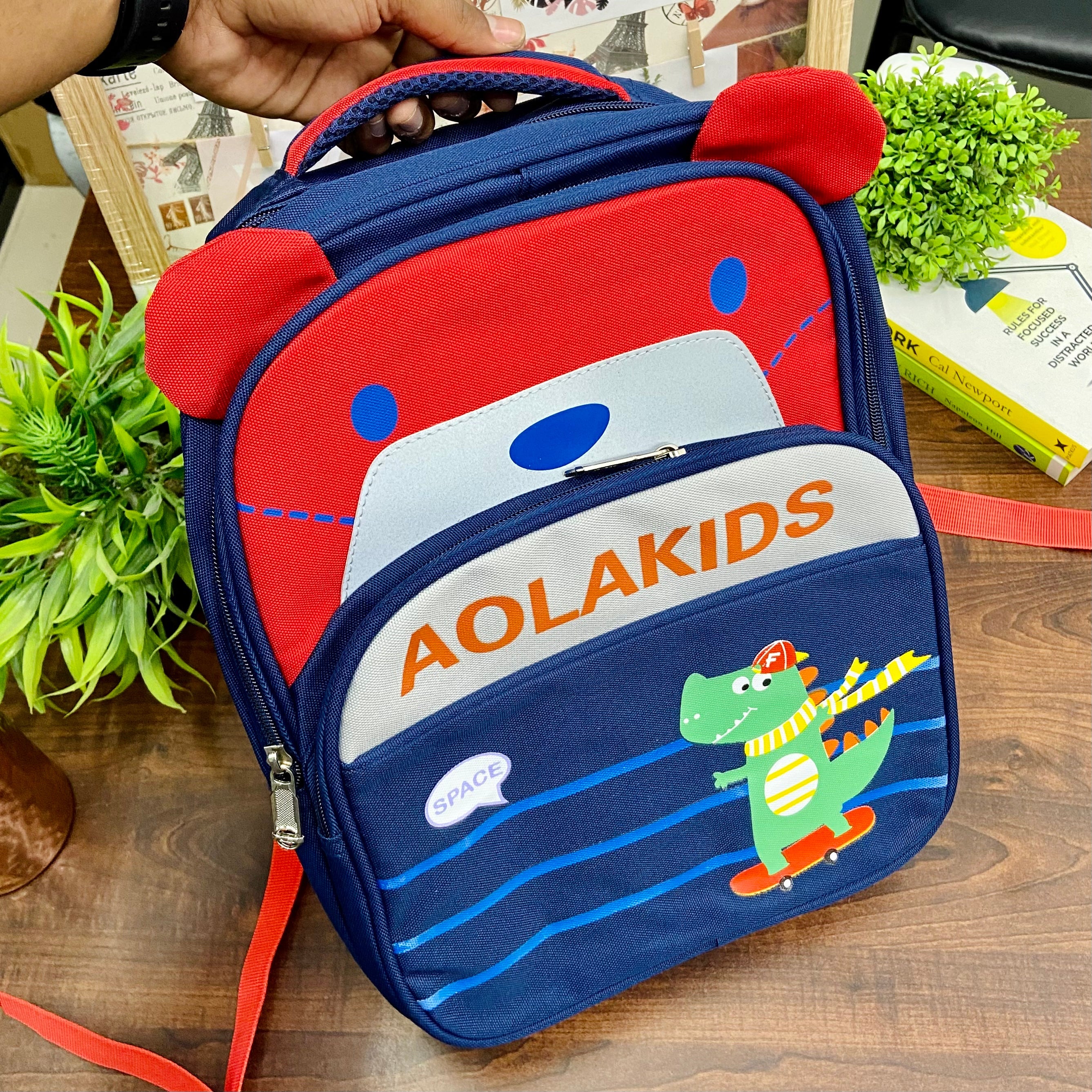 Kids Backpack in Dino Print - Orange